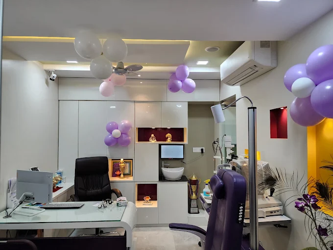 Doctor consultation room with eye examination equipment at Dr. Murkute's O2 Bone & Eye Care Clinic