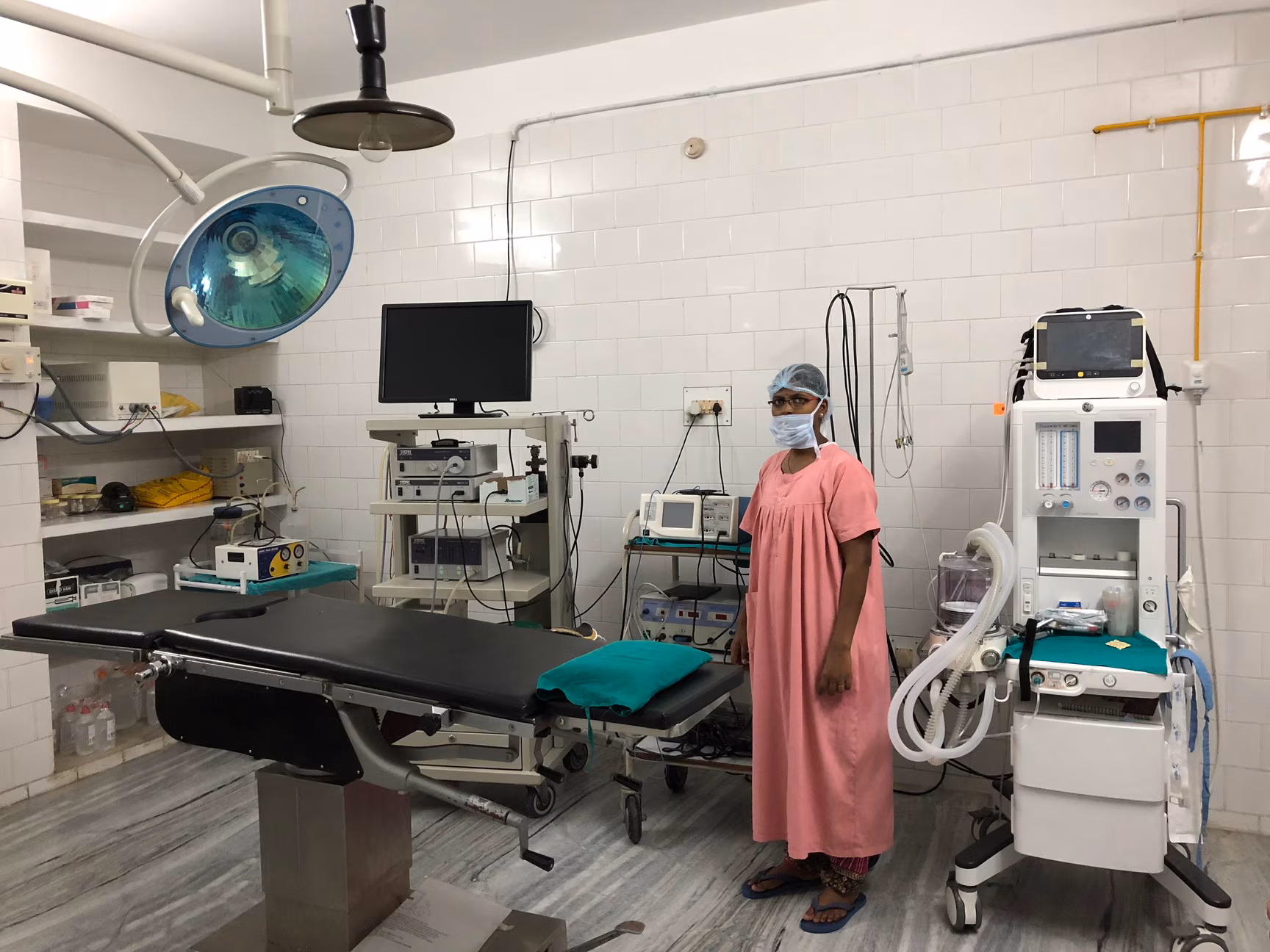 Modular operation theatre with sterile surgical setup at Dr. Murkute's O2 Bone & Eye Care Clinic, Kharadi